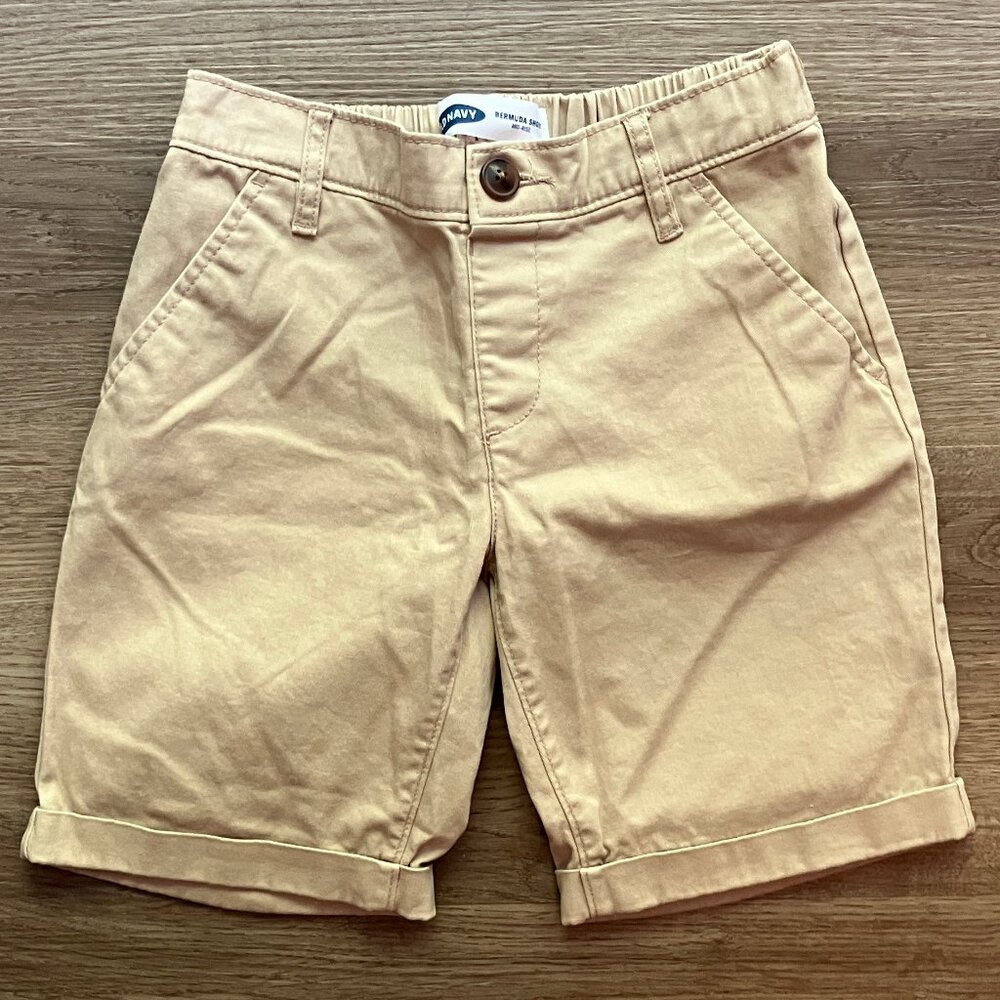 10/12 Old Navy Girls Mid-Rise Khaki Elastic Waist Bermuda Uniform Shorts